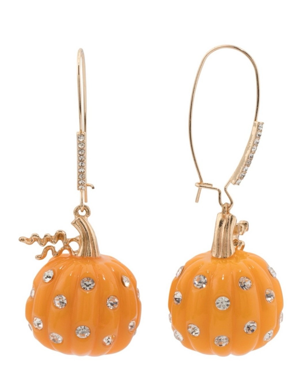 NWT Betsey Johnson Orange Pumpkin Shepherd Hook Earrings